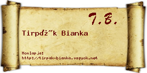 Tirpák Bianka névjegykártya